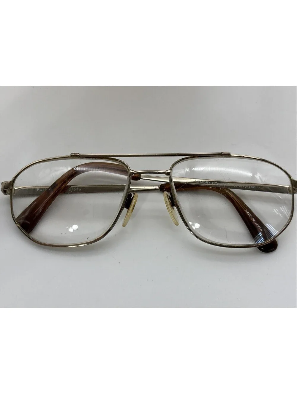 Frames Only Vntg Memory Titanium FullFlox 31510 Goldtone Aviator Japan 57-18-142